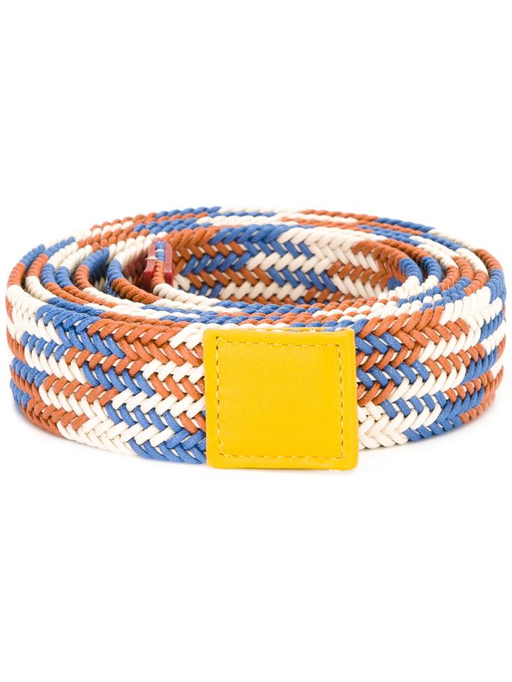Sofie D'hoore Multi Striped Belt, Women's, Yellow/orange, Cotton/leather