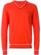 Etro V-neck Sweater, Men's, Size: Xxl, Red, Cotton/polyester