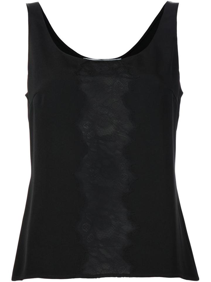 Carolina Herrera Lace Detail Tank Top, Women's, Size: 6, Black, Silk