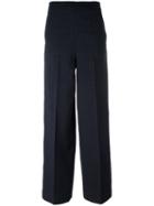 Ports 1961 Pleated Straight Trousers, Women's, Size: 40, Blue, Cotton/linen/flax/polyamide