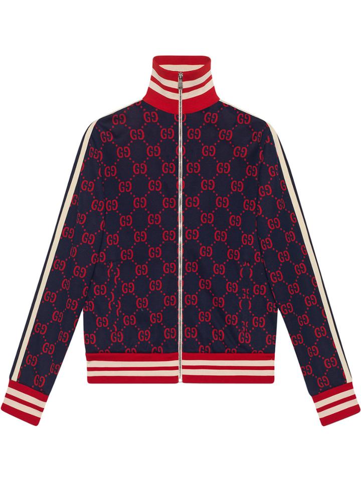 Gucci Gg Jacquard Cotton Jacket - Blue