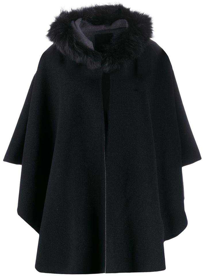 Liska Oversized Hooded Poncho - Blue