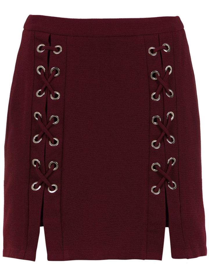 Olympiah Lace Up Detail Messina Skirt - Red