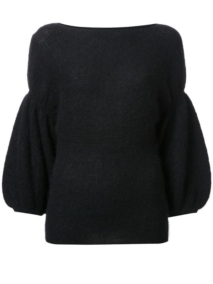Theatre Products Puff Sleeve Knit Blouse, Women's, Black, Wool/mohair/nylon