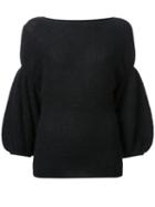 Theatre Products Puff Sleeve Knit Blouse, Women's, Black, Wool/mohair/nylon