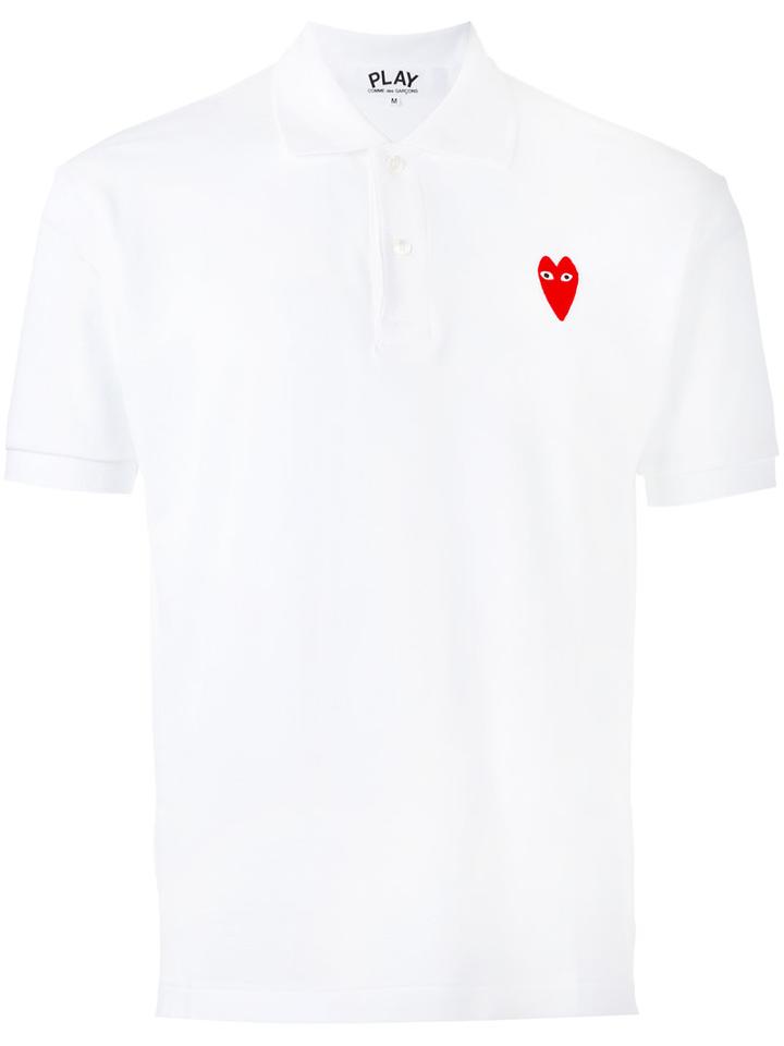 Comme Des Garçons Play - Embroidered Heart Polo Shirt - Men - Cotton - M, White, Cotton