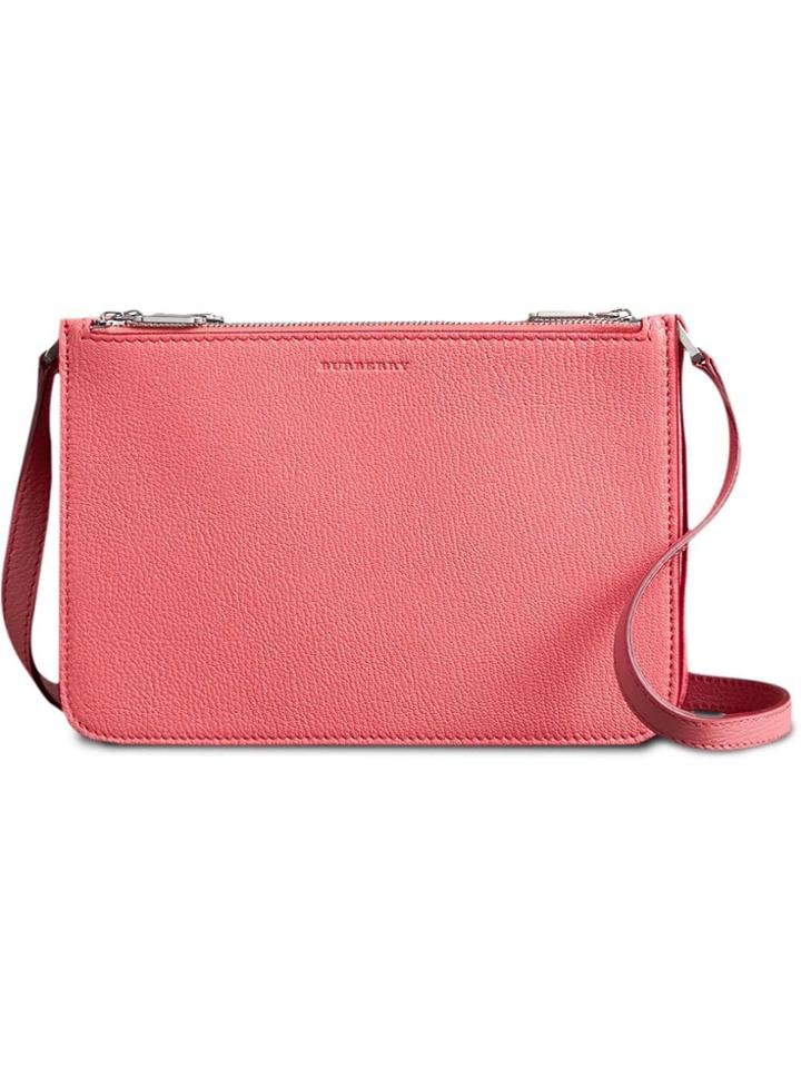 Burberry Triple Zip Grainy Leather Crossbody Bag - Pink & Purple