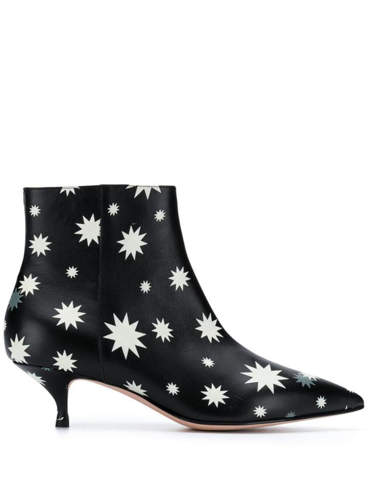 Red Valentino Red(v) Star Print Ankle Boots - Black