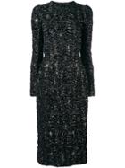 Dolce & Gabbana Frayed Effect Midi Dress - Black