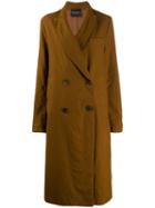 Erika Cavallini Long Double Breasted Coat - Brown