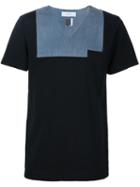 Facetasm Denim Detail T-shirt, Men's, Size: 3, Black, Cotton