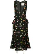 Sandy Liang Sleeveless Fruit Print Midi Dress - Black