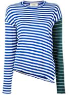 Ports 1961 Contrast Stripe Jumper, Women's, Size: Large, Blue, Virgin Wool