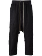 Rick Owens Cropped Track Pants, Men's, Size: 48, Black, Cotton/linen/flax