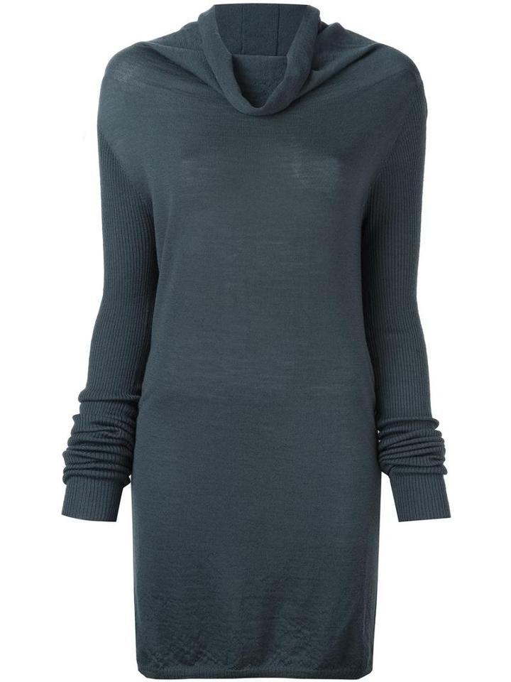 Rick Owens Cowl Neck Jumper, Women's, Size: Small, Blue, Virgin Wool