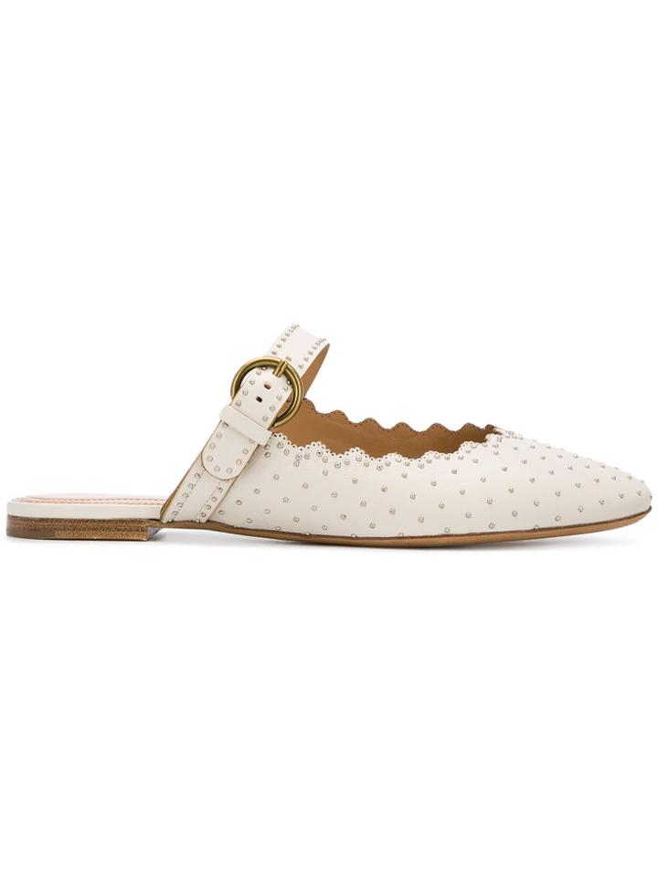 Chloé Lauren Slip-on Mules - White