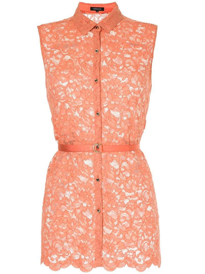 Loveless Lace-embroidered Fitted Blouse - Yellow