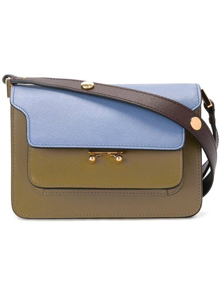 Marni Trunk Shoulder Bag, Women's, Blue, Calf Leather