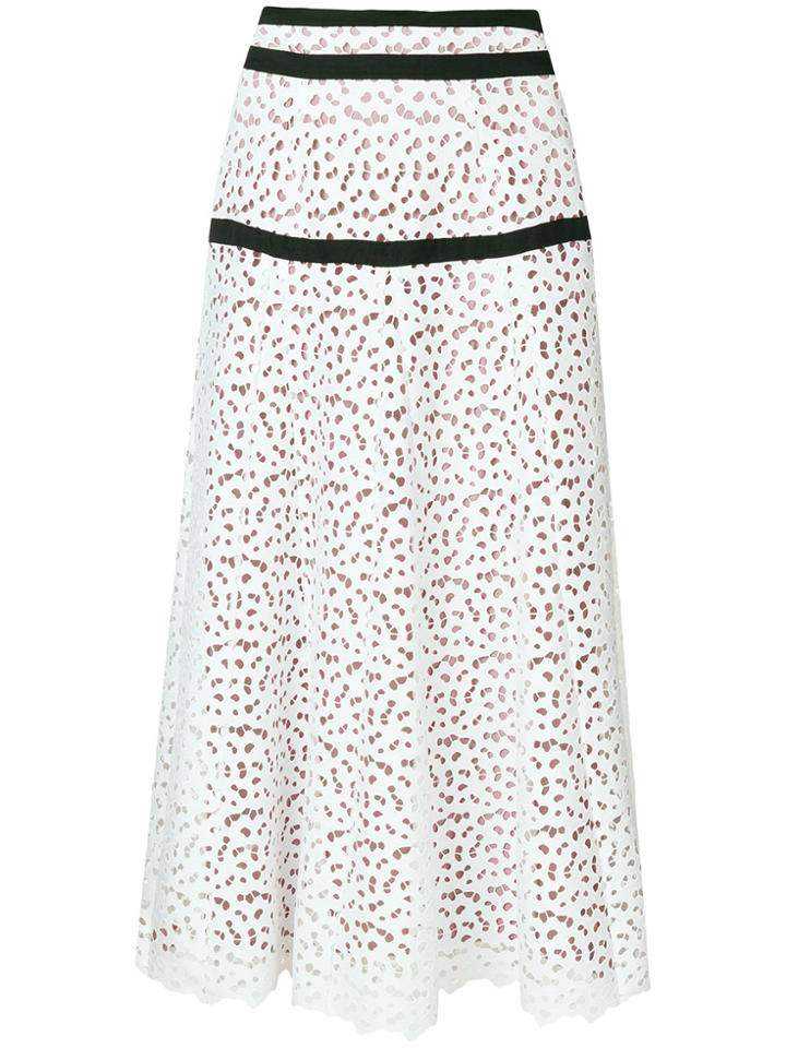 Just Cavalli Broiderie Anglaise Maxi Skirt - White