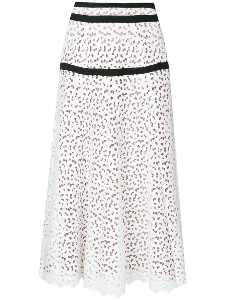 Just Cavalli Broiderie Anglaise Maxi Skirt - White