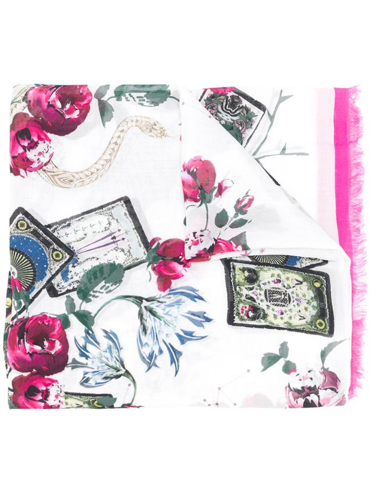 Roberto Cavalli Floral-print Scarf - White
