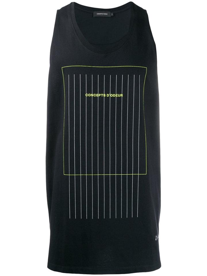 Odeur Off-set Grid Print Tank Top - Black