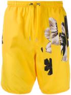 Neil Barrett Floral Print Swim Shorts - Yellow