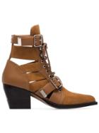 Chloé Brown Reilly 60 Buckled Suede Boots