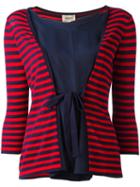 Armani Collezioni Tied Front Striped Blouse, Women's, Size: 42, Red, Silk/polyester