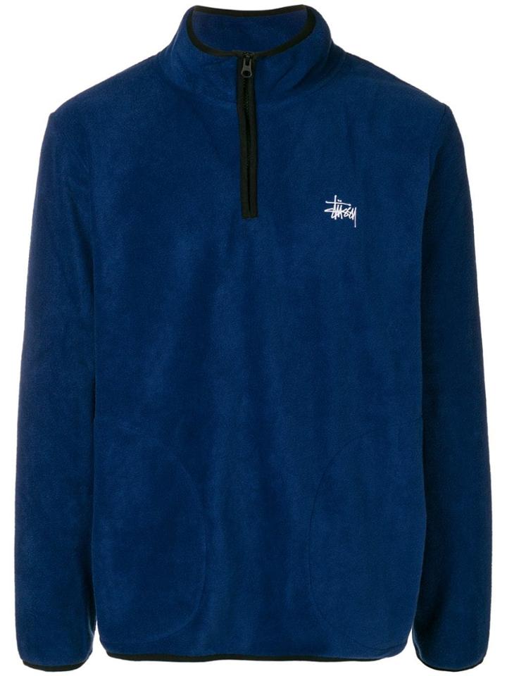Stussy Zipped Collar Sweatshirt - Blue