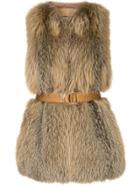 Blancha Fur Trimmed Waistcoat - Brown