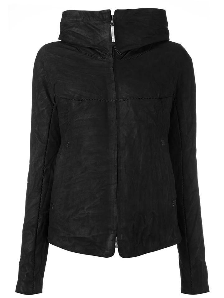 Isaac Sellam Experience Zipped Hooded Jacket, Women's, Size: 38, Black, Lamb Skin/acetate/feather Down/polyurethane