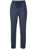 Venroy - Drawstring Cropped Trousers - Women - Linen/flax - L, Blue, Linen/flax