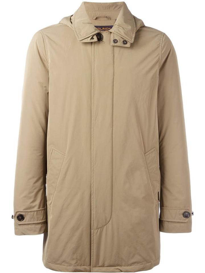 Woolrich Buttoned Hooded Coat, Men's, Size: Medium, Nude/neutrals, Feather Down/polyamide/polyester