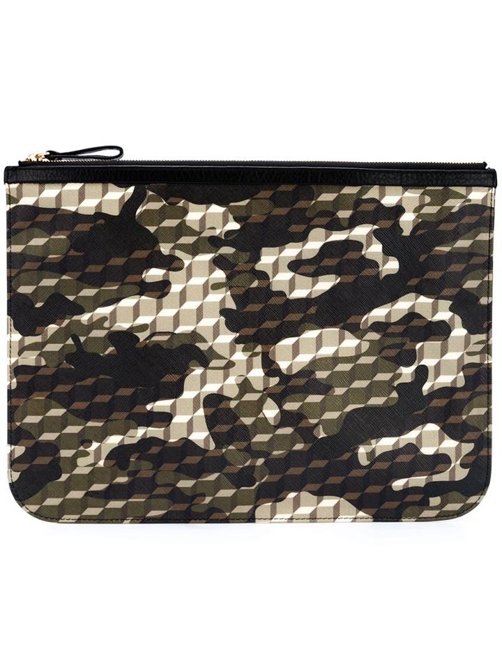 Pierre Hardy 'camocube' Clutch, Men's, Green, Calf Leather
