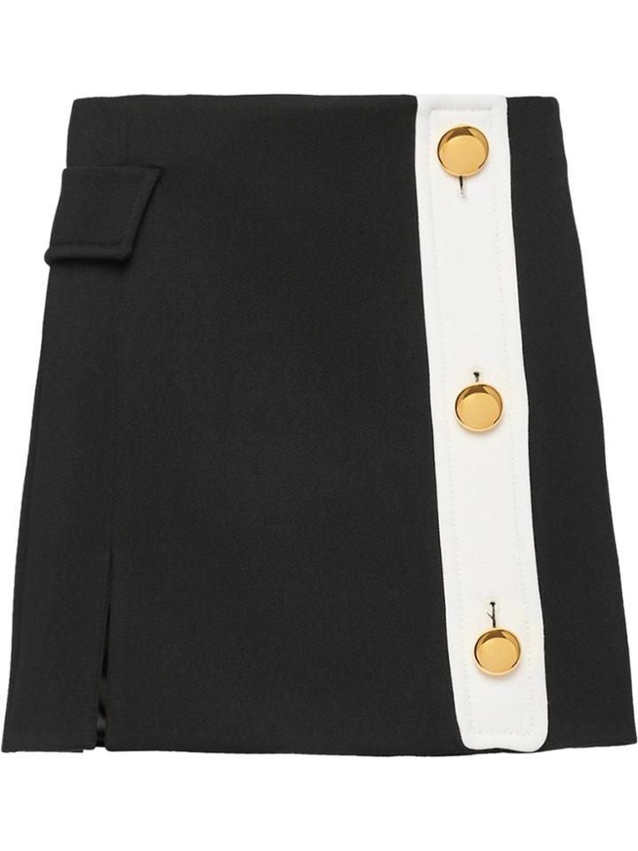 Prada Basketweave Gabardine Wrap-around Skirt - Black