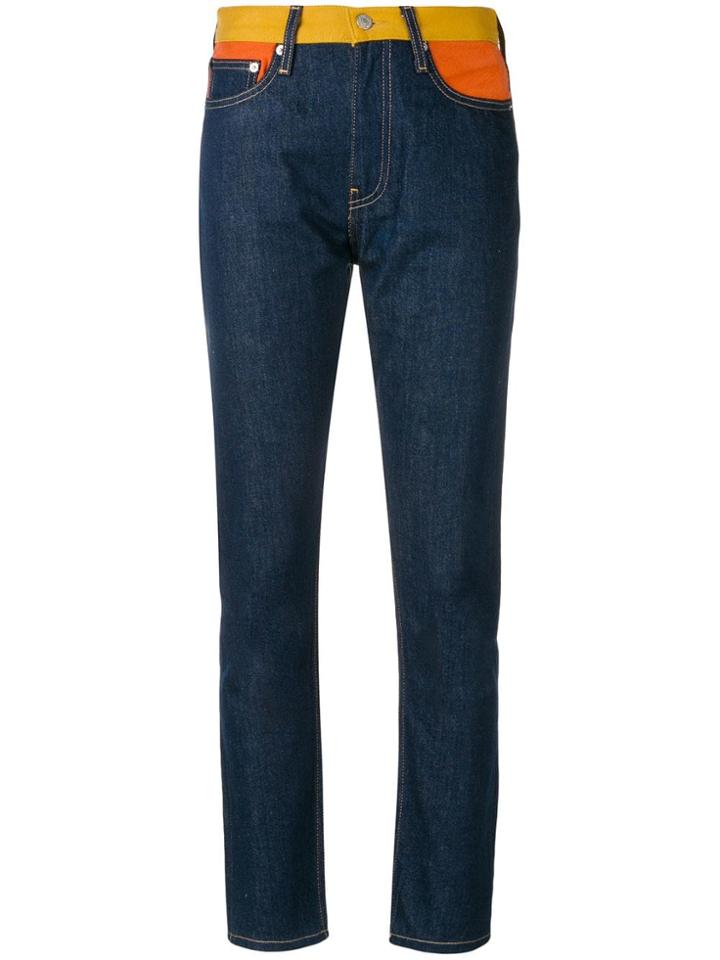 Calvin Klein Jeans Contrasting Waistband Slim Fit Jeans - Blue