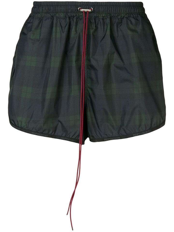 Represent Check Print Swim Shorts - Black