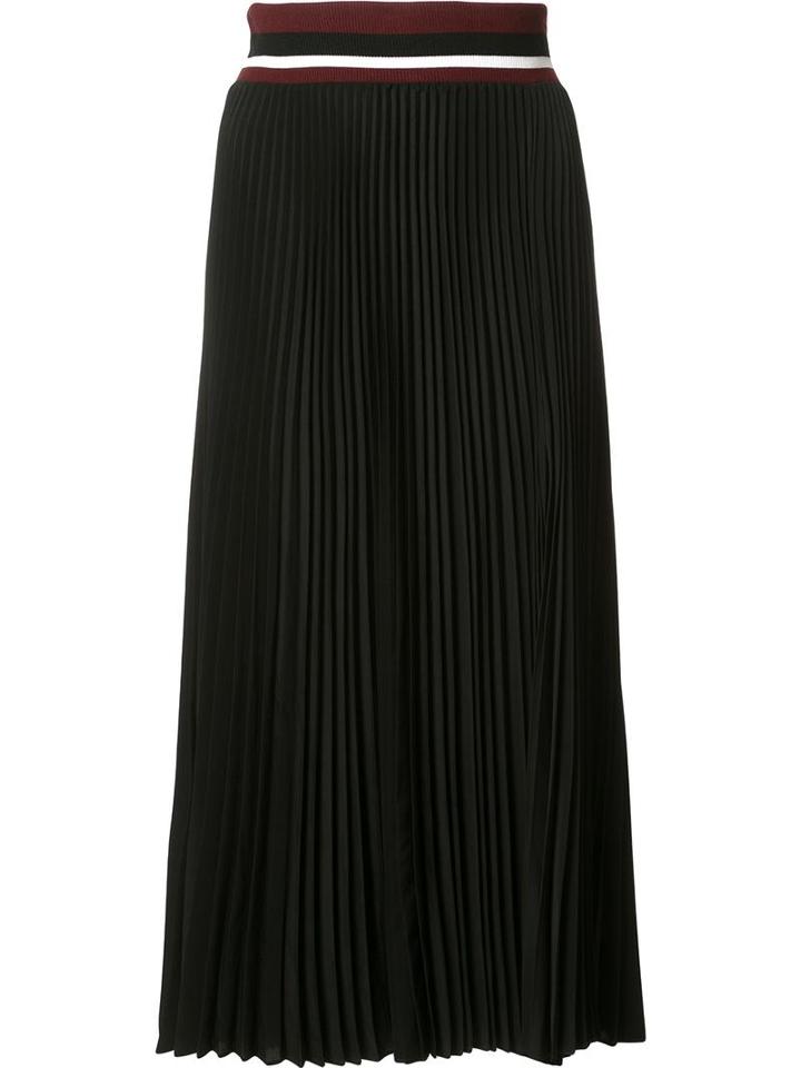A.l.c. Striped Waistband Pleated Skirt, Women's, Size: 8, Black, Polyester