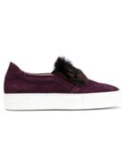 Elie Saab Fur Front Slip-on Sneakers - Pink & Purple