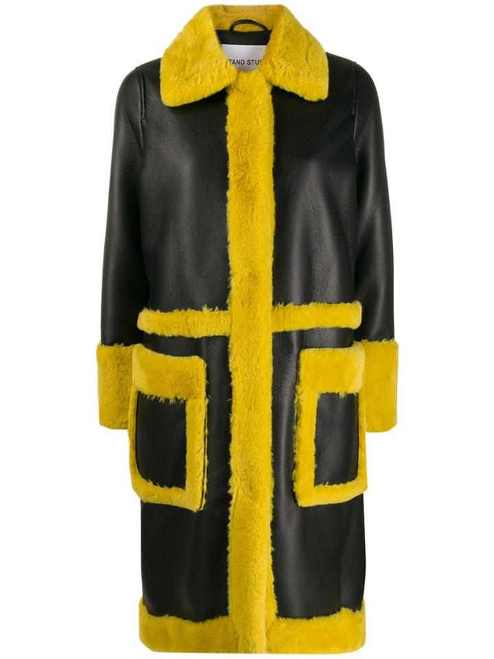 Stand Studio Faux Leather Midi Coat - Black