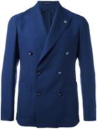 Tagliatore Double Breasted Blazer, Men's, Size: 46, Blue, Wool/silk/cupro