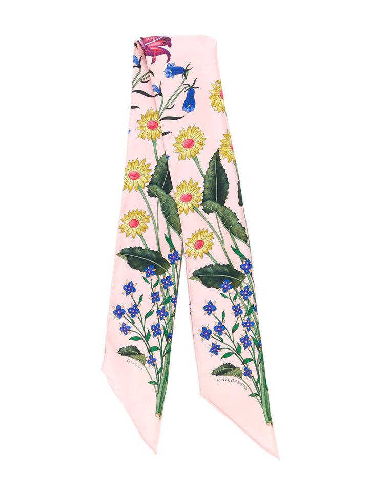 Gucci Kids - Floral Print Scarf - Kids - Silk - One Size, Nude/neutrals