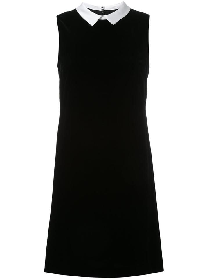 Loveless Contrast Collar Shift Dress, Women's, Size: 36, Black, Rayon