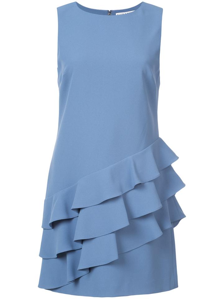 Alice+olivia Asymmetric Ruffle Detail Mini Dress - Blue