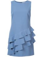 Alice+olivia Asymmetric Ruffle Detail Mini Dress - Blue