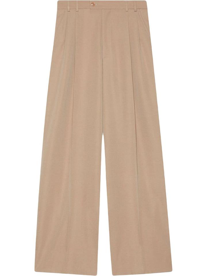 Gucci Wool Satin Wide-leg Pant - Neutrals