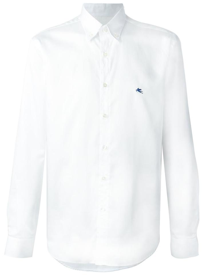 Etro Embroidered Logo Shirt, Men's, Size: 45, White, Cotton