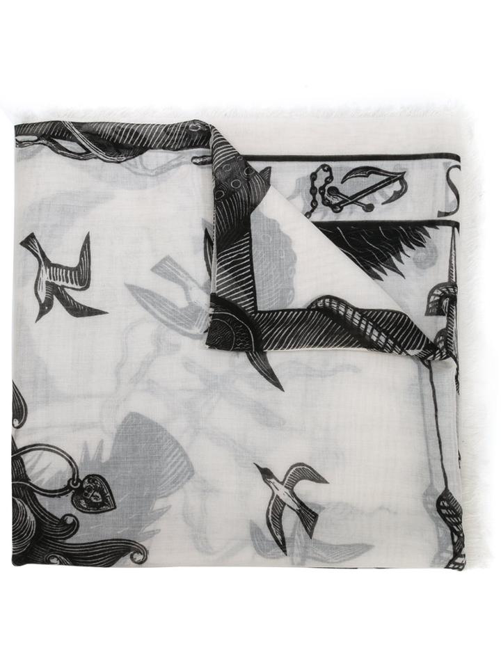 Alexander Mcqueen - Nautical Scarf - Women - Silk/modal - One Size, Women's, Black, Silk/modal