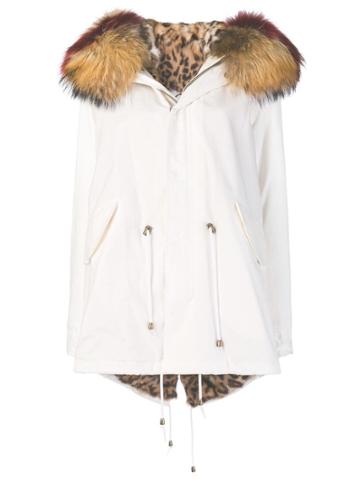 Furs66 Dyed Fur Trim Parka - White